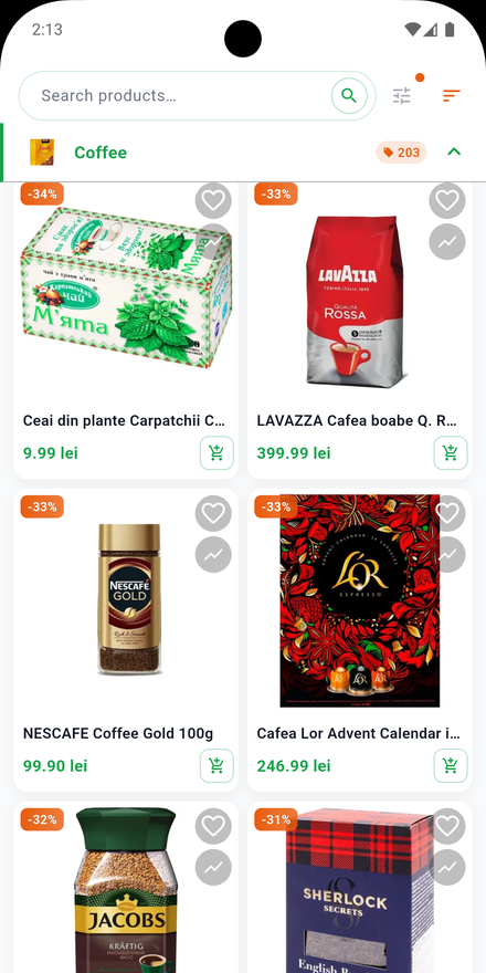 Product detail view with store offers in redu
